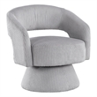 Rayne Swivel Accent Chair- Gray Corduroy- Round Metal Swivel Base
