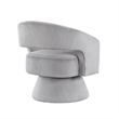 Rayne Swivel Accent Chair- Gray Corduroy- Round Metal Swivel Base