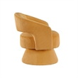 Rayne Swivel Accent Chair- Yellow Corduroy- Round Metal Swivel Base