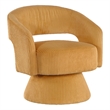 Rayne Swivel Accent Chair- Yellow Corduroy- Round Metal Swivel Base