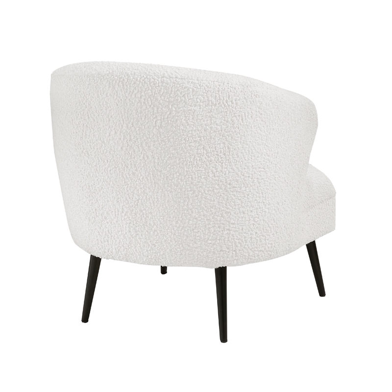 Neda Accent Chair- Soft Beige Boucle- Curved Barrel Back