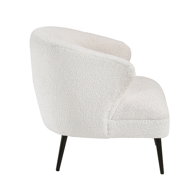 Neda Accent Chair- Soft Beige Boucle- Curved Barrel Back