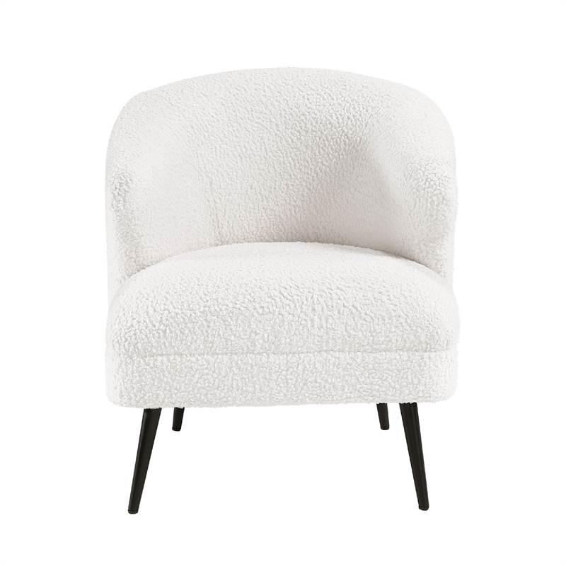Neda Accent Chair- Soft Beige Boucle- Curved Barrel Back
