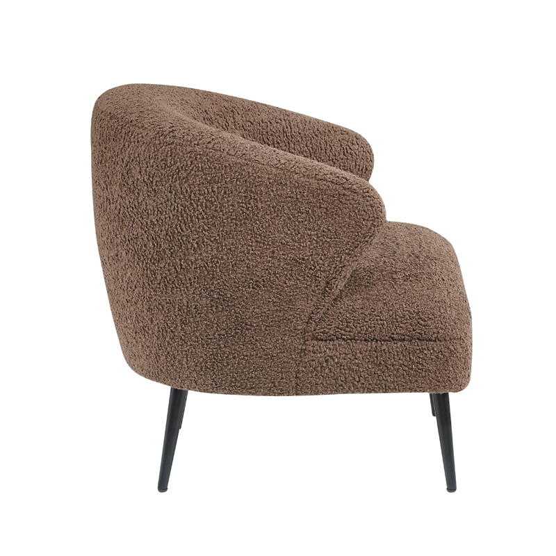 Neda Accent Chair- Soft Brown Boucle- Curved Barrel Back