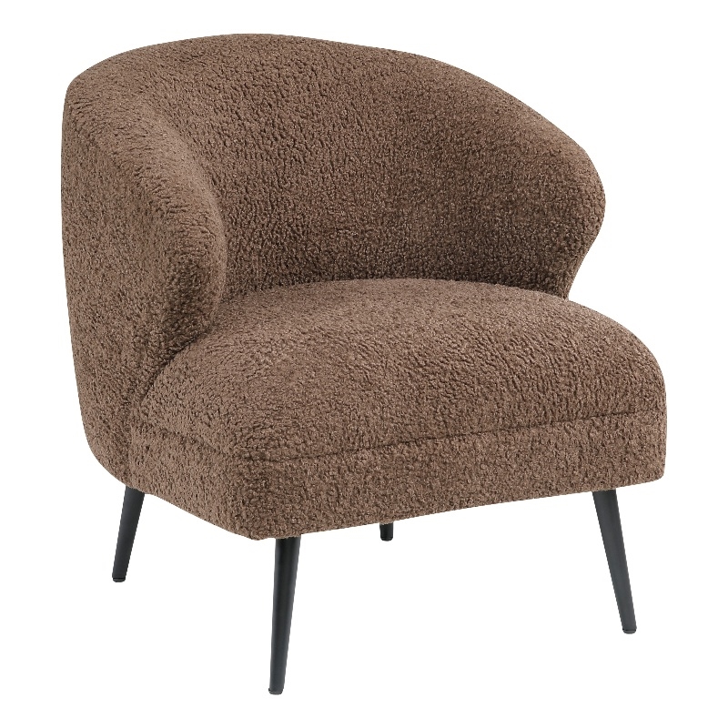 Neda Accent Chair- Soft Brown Boucle- Curved Barrel Back