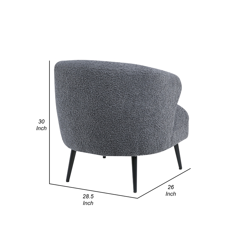 Neda Accent Chair- Soft Dark Gray Boucle- Curved Barrel Back