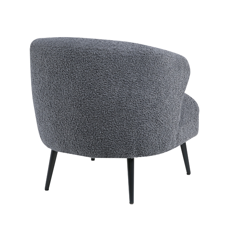 Neda Accent Chair- Soft Dark Gray Boucle- Curved Barrel Back