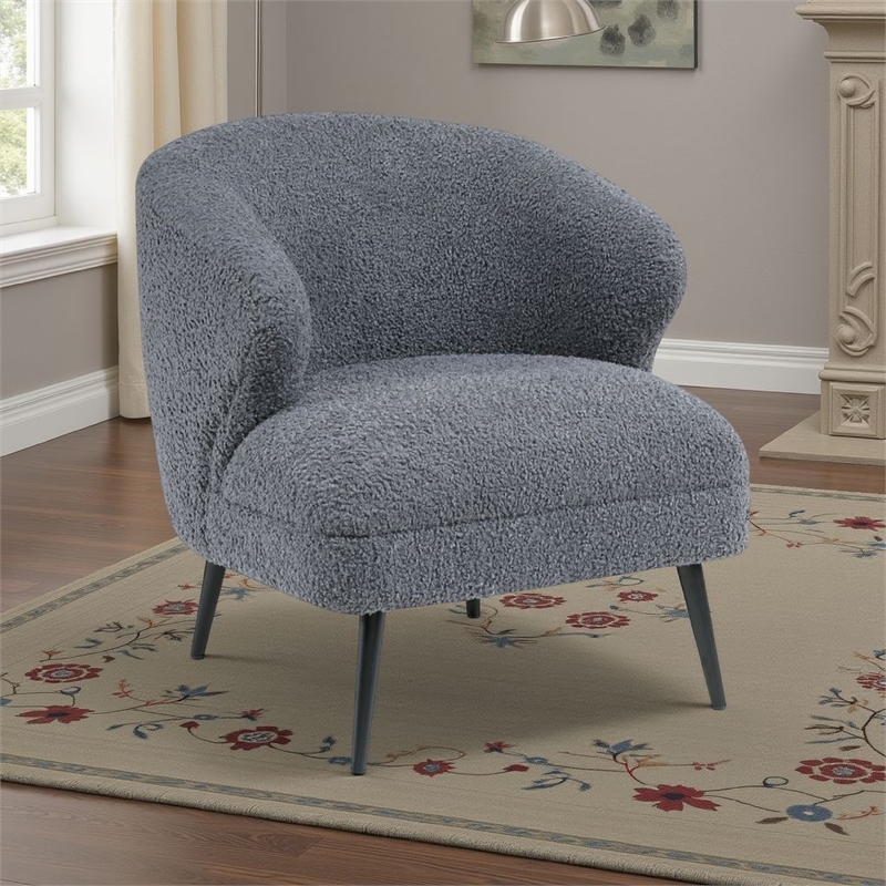 Neda Accent Chair- Soft Dark Gray Boucle- Curved Barrel Back