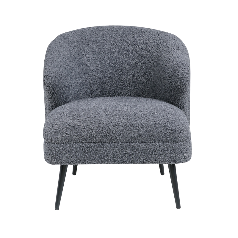 Neda Accent Chair- Soft Dark Gray Boucle- Curved Barrel Back