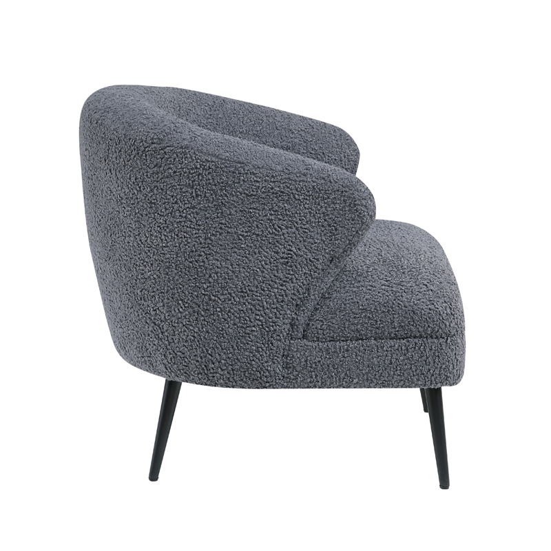 Neda Accent Chair- Soft Dark Gray Boucle- Curved Barrel Back