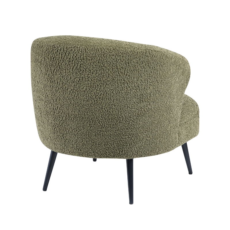Neda Accent Chair- Soft Sage Green Boucle- Curved Barrel Back