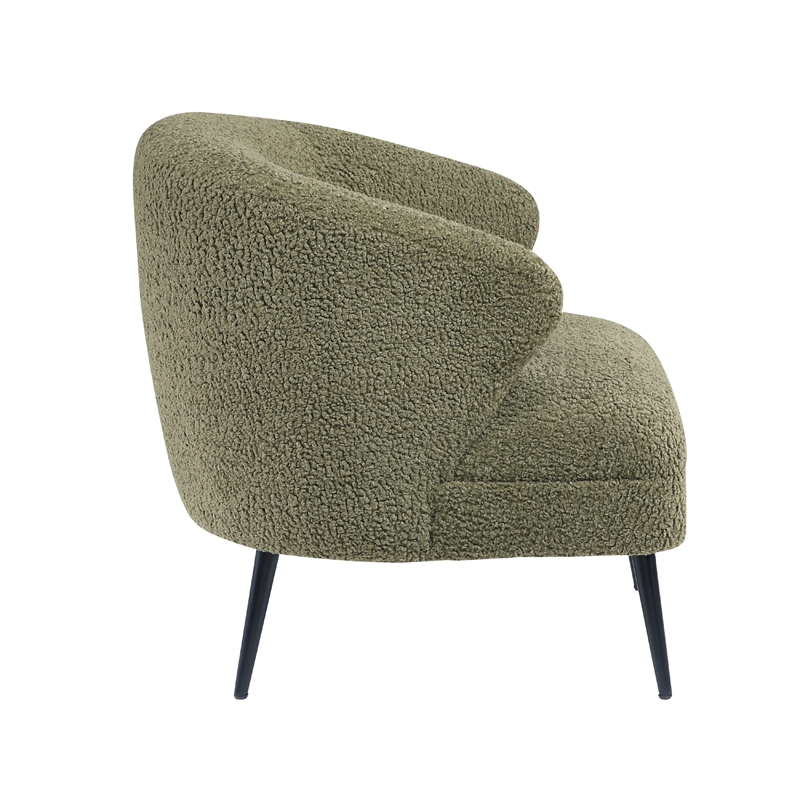 Neda Accent Chair- Soft Sage Green Boucle- Curved Barrel Back