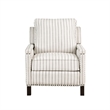 Claire 34 Inch Accent Chair- Push Recliner- Beige Gray Polyester Pinstripes