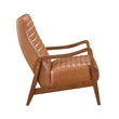 Gert Accent Chair- Matte Brown Faux Leather- Solid Rubberwood Frame