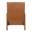 Gert Accent Chair- Matte Brown Faux Leather- Solid Rubberwood Frame