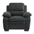 Hugh 36 Inch Accent Chair- Dark Gray Polyester- Foam Cushioned- Solid Wood