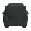Hugh 36 Inch Accent Chair- Dark Gray Polyester- Foam Cushioned- Solid Wood