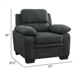 Hugh 36 Inch Accent Chair- Dark Gray Polyester- Foam Cushioned- Solid Wood