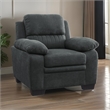 Hugh 36 Inch Accent Chair- Dark Gray Polyester- Foam Cushioned- Solid Wood