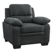 Hugh 36 Inch Accent Chair- Dark Gray Polyester- Foam Cushioned- Solid Wood