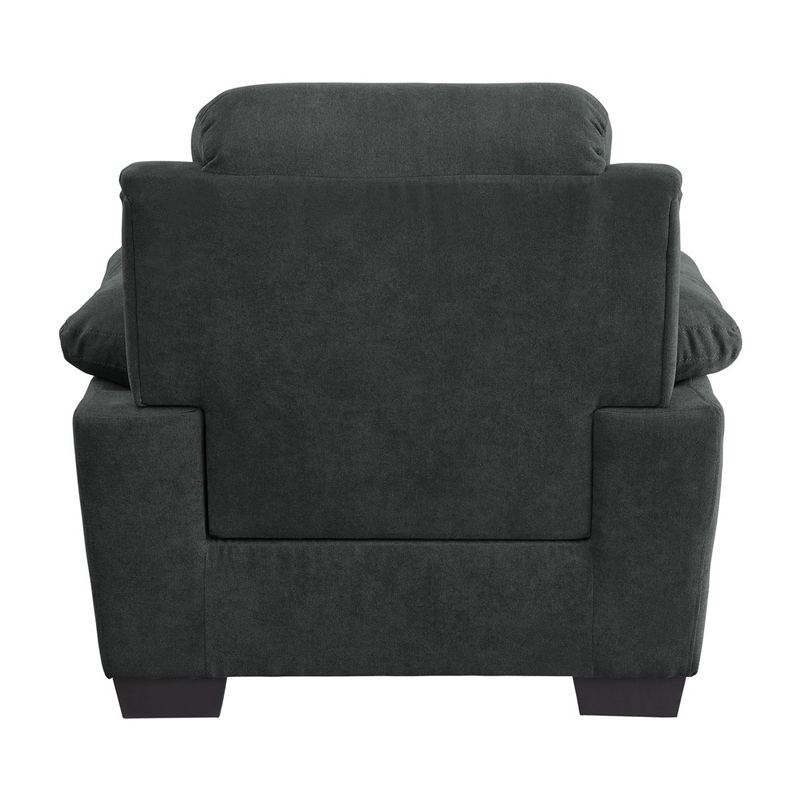 Hugh 36 Inch Accent Chair- Dark Gray Polyester- Foam Cushioned- Solid Wood