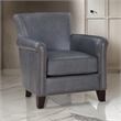 Tria 35 Inch Accent Chair- Gray Top Grain and Split Leather- Solid Wood