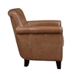 Tria 35 Inch Accent Chair- Brown Top Grain and Split Leather- Solid Wood