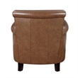 Tria 35 Inch Accent Chair- Brown Top Grain and Split Leather- Solid Wood