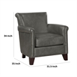 Tria Sofa Accent Chair- Gray Faux Leather- Nailhead Trims- 32 Inch