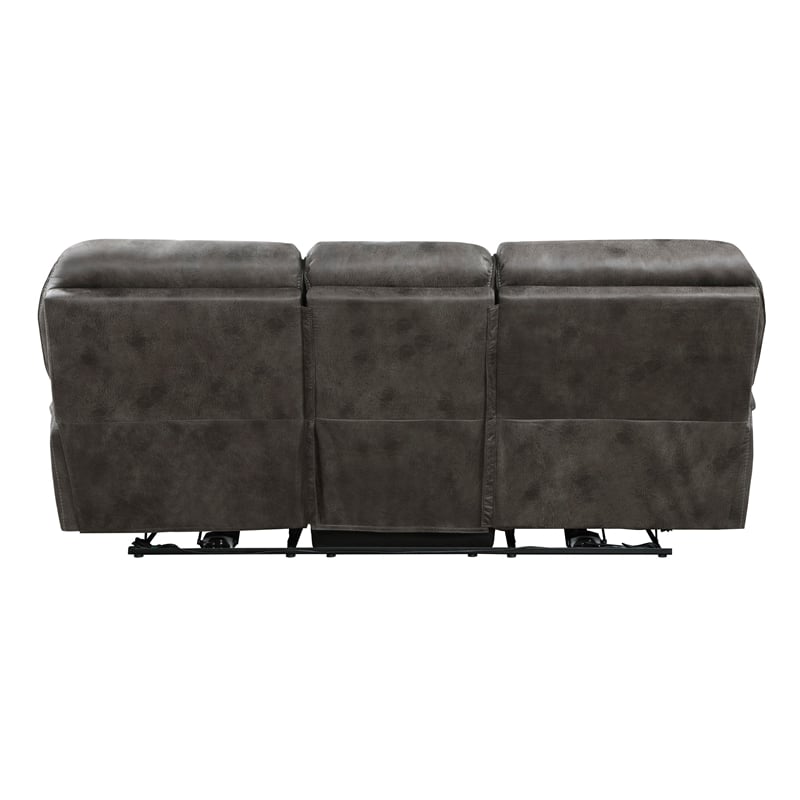 Tony 90 Inch Power Double Recliner Sofa- Gray Microfiber- USB Charging Port