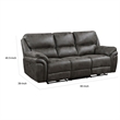 Tony 90 Inch Power Double Recliner Sofa- Gray Microfiber- USB Charging Port