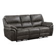 Tony 90 Inch Power Double Recliner Sofa- Gray Microfiber- USB Charging Port
