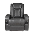 Emily 38 Inch Power Recliner Chair- Cooling Cupholder- LED- Gray PU Leather