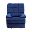 Patty 36 Inch Manual Recliner Chair- Cushioned- Blue Velvet- Solid Wood