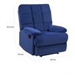 Patty 36 Inch Manual Recliner Chair- Cushioned- Blue Velvet- Solid Wood