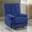 Patty 36 Inch Manual Recliner Chair- Cushioned- Blue Velvet- Solid Wood