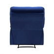 Patty 36 Inch Manual Recliner Chair- Cushioned- Blue Velvet- Solid Wood