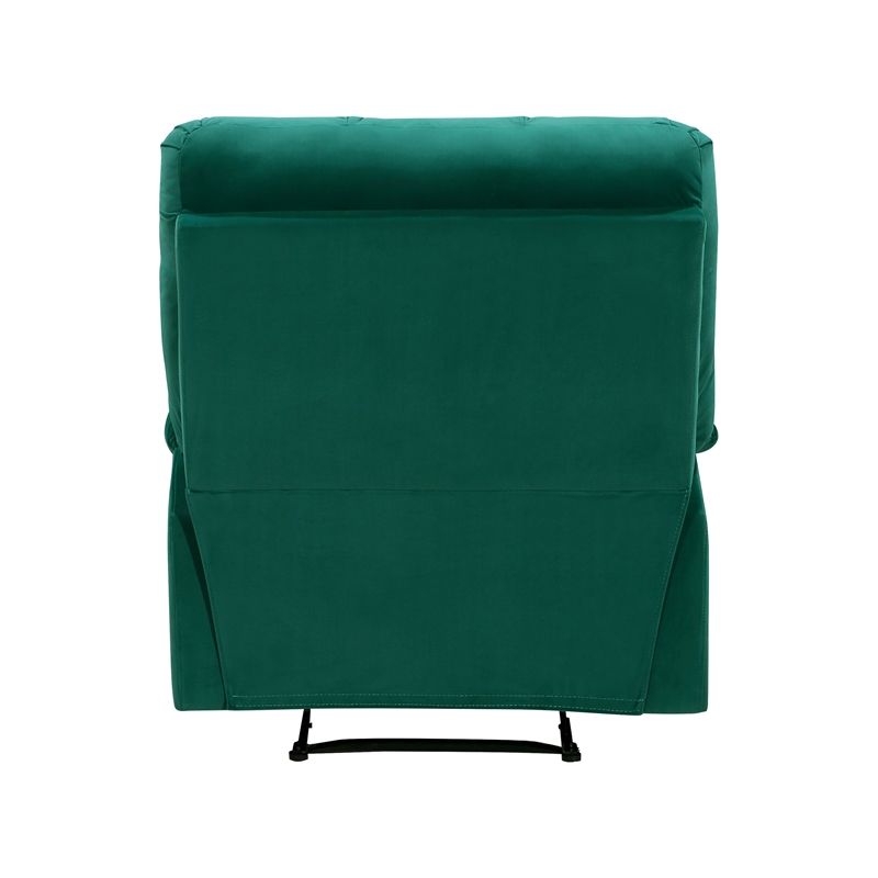 Patty 36 Inch Manual Recliner Chair- Cushioned- Green Velvet- Solid Wood