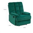 Patty 36 Inch Manual Recliner Chair- Cushioned- Green Velvet- Solid Wood