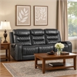 Paul 87 Inch Power Recliner Sofa- Drop Table Cupholders Gray Faux Leather
