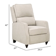 Isac 37 Inch Push Back Recliner Chair- Beige Polyester- Brown Solid Wood