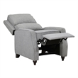 Isac 37 Inch Push Back Recliner Chair- Gray Polyester- Brown Solid Wood