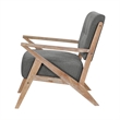 Edra 33 Inch Accent Armchair- Rubberwood Frame- Gray Polyester Cushions