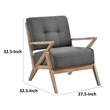 Edra 33 Inch Accent Armchair- Rubberwood Frame- Gray Polyester Cushions