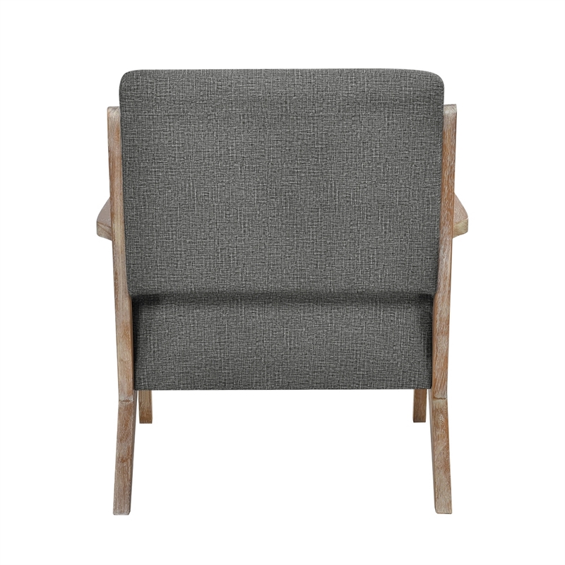 Edra 33 Inch Accent Armchair- Rubberwood Frame- Gray Polyester Cushions