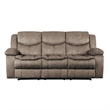 Joe 88 Inch Manual Dual Recliner Sofa- Cushioned Plush Brown Microfiber