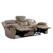 Joe 88 Inch Manual Dual Recliner Sofa- Cushioned Plush Brown Microfiber