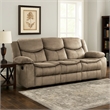 Joe 88 Inch Manual Dual Recliner Sofa- Cushioned Plush Brown Microfiber