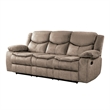 Joe 88 Inch Manual Dual Recliner Sofa- Cushioned Plush Brown Microfiber