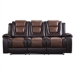 Istro 86 Inch Manual Recliner Sofa- Drop Down Table- Brown Faux Leather